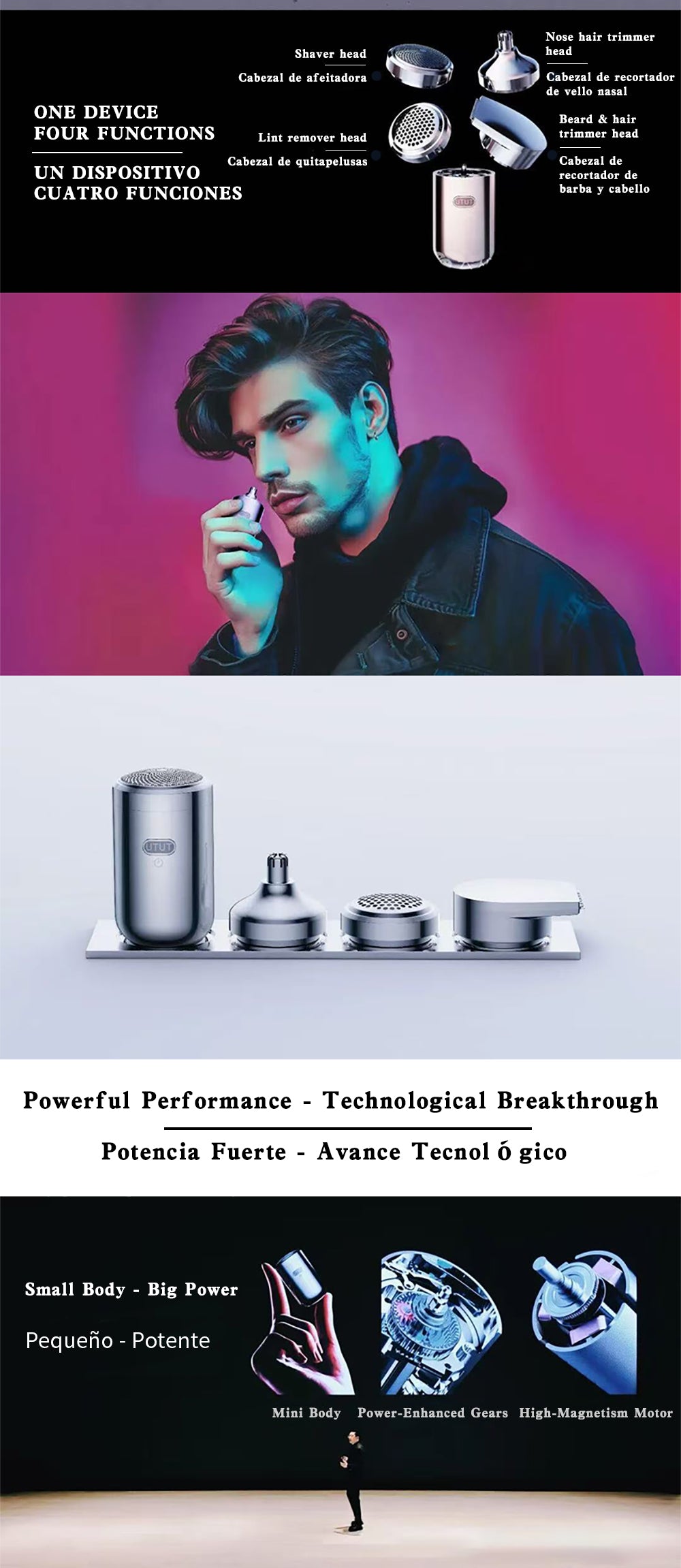 UTUT Mini - The World's Smallest 4-in-1 Men's Shaver & Trimmer